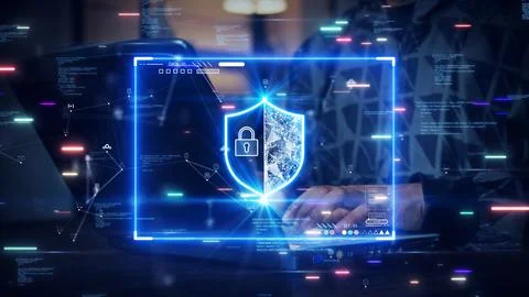 Man using laptop computer accessing applications or login Internet network .. 스톡 사진