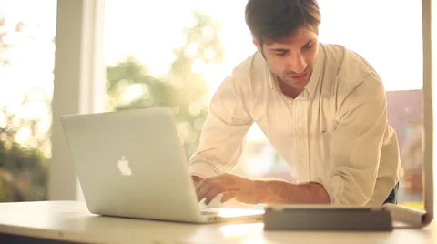 Man using laptop computer Stock Footage 63287118