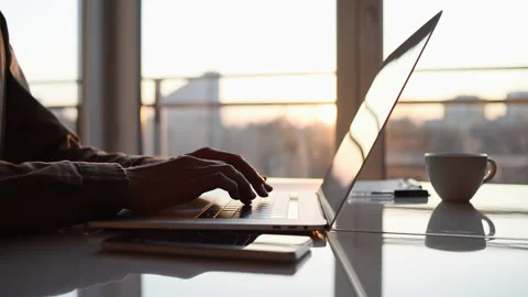 Man using laptop computer at home. Businessman working in office. Stock Footage 172528698