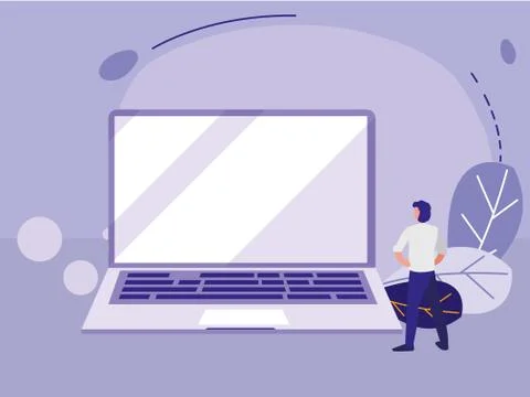 Man using laptop computer Stock Illustration