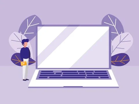 Man using laptop computer Stock Illustration