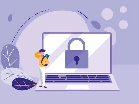 Man using laptop computer Stock Illustration