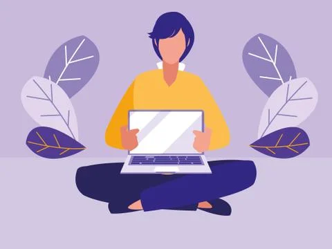 Man using laptop computer Stock Illustration