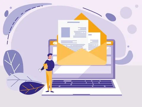 Man using laptop computer Stock Illustration