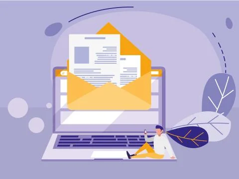 Man using laptop computer Stock Illustration