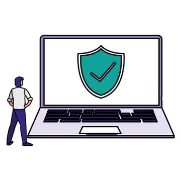 Man using laptop computer Illustrazione stock