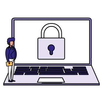 Man using laptop computer Stock Illustration