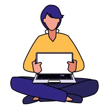 Man using laptop computer Stock Illustration