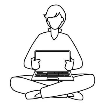 Man using laptop computer Illustrazione stock