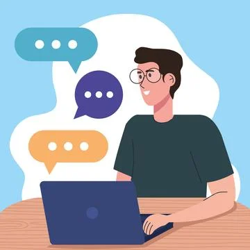 Man using laptop computer Stock Illustration