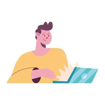 Man using laptop computer 스톡 일러스트