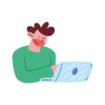 Man using laptop computer Illustrazione stock