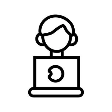 Man using laptop computer line style icon Stock Illustration