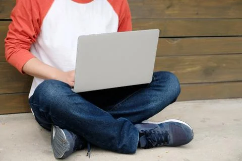 Man using laptop computer, people and technology, lifestyles Stock Photos