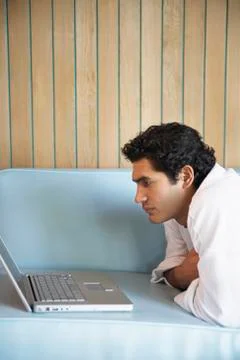 Man Using Laptop Computer Stock Photos