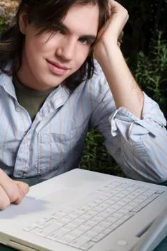 Man Using Laptop Computer Stock Photos