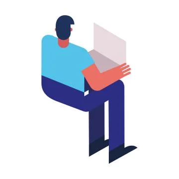 Man using laptop computer technology icon Stock Illustration