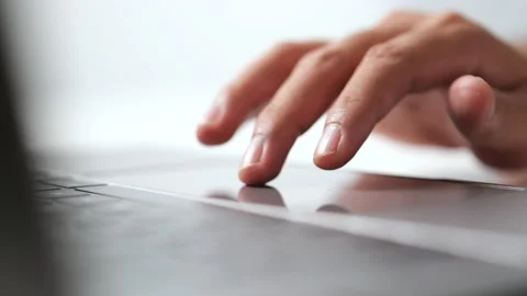 Man using laptop computer, working on new project idea at desk Stock Footage 160483471