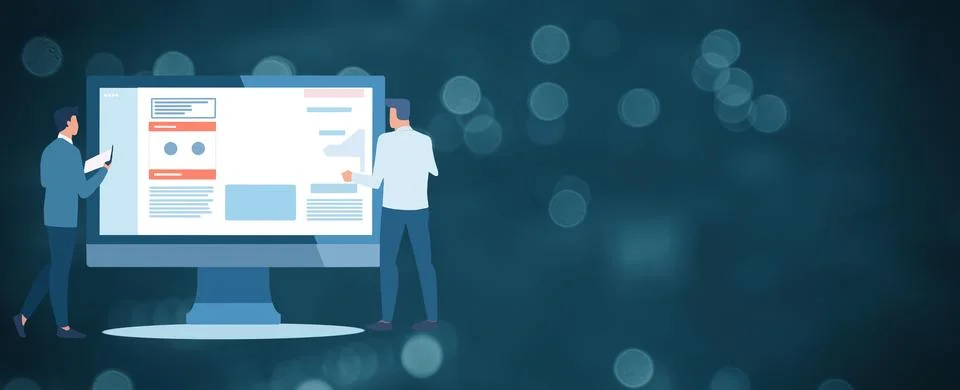 Man using laptop computers and social network connection イラスト素材