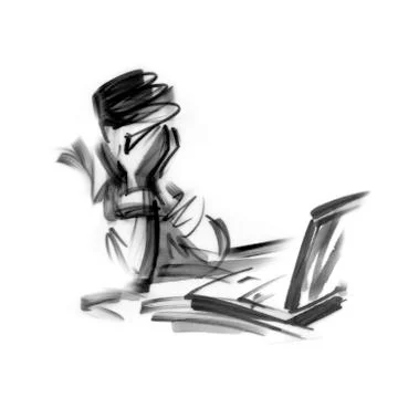 Man using laptop, covering face Illustrazione stock