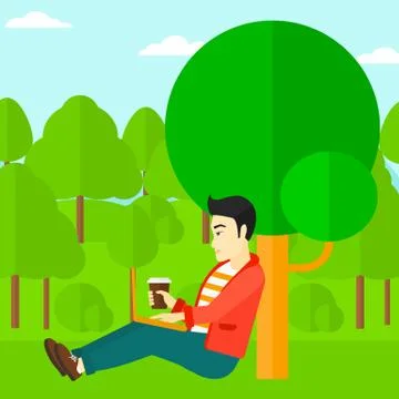 Man using laptop for education Illustrazione stock