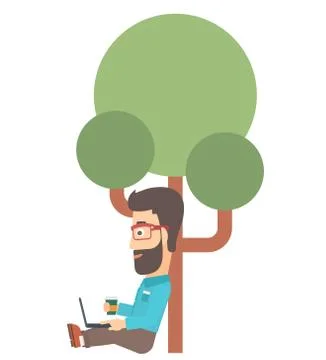 Man using laptop for education イラスト素材