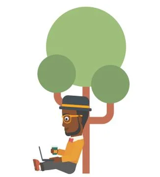 Man using laptop for education Illustrazione stock