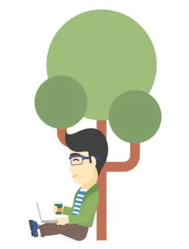 Man using laptop for education Illustrazione stock