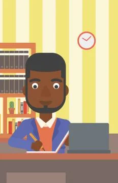 Man using laptop for education Illustrazione stock