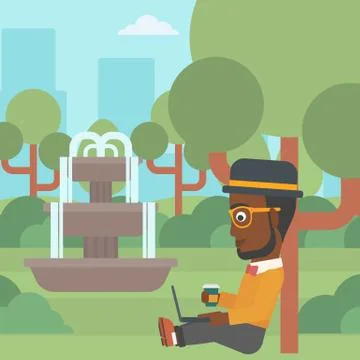 Man using laptop for education イラスト素材