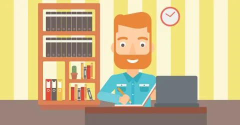 Man using laptop for education Illustrazione stock