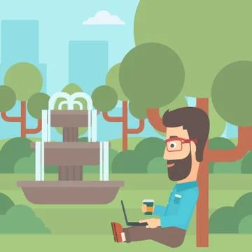Man using laptop for education Illustrazione stock