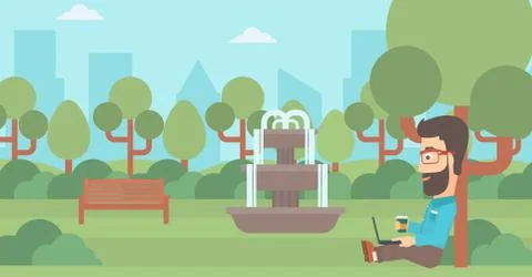 Man using laptop for education Illustrazione stock