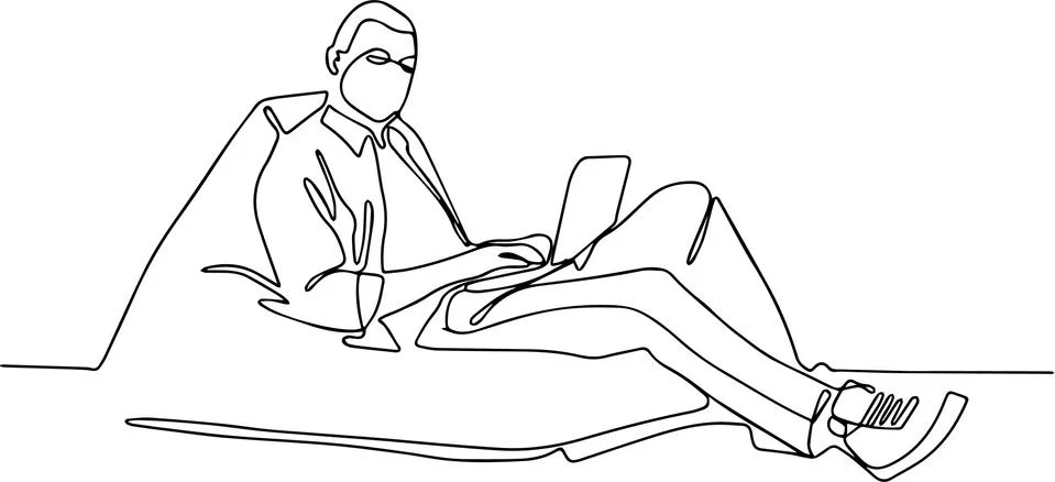 Man using laptop freelancer イラスト素材