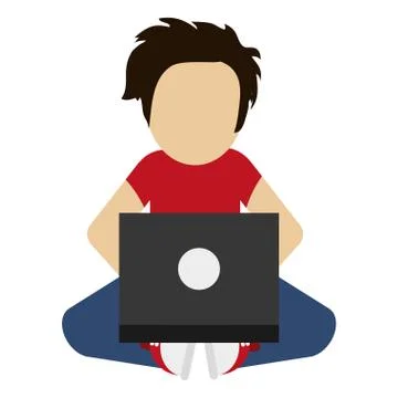 Man using laptop icon Stock Illustration