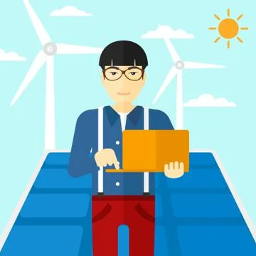 Man using laptop Stock Illustration