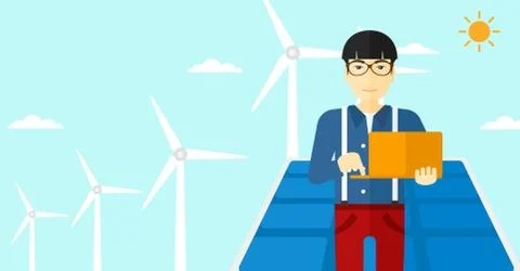 Man using laptop Stock Illustration