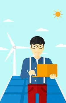 Man using laptop Stock Illustration