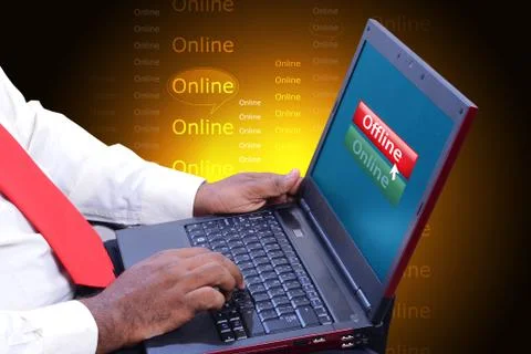 Man using laptop Stock Illustration