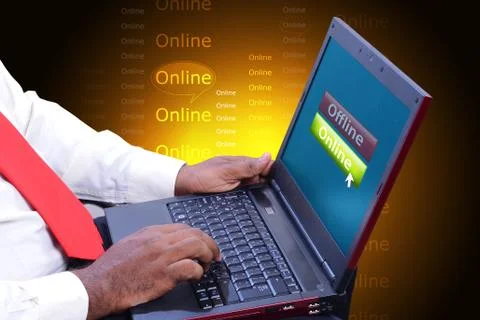 Man using laptop Stock Illustration