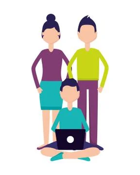 Man using laptop Illustrazione stock