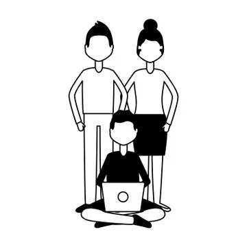 Man using laptop Illustrazione stock