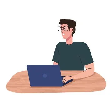 Man using laptop Illustrazione stock