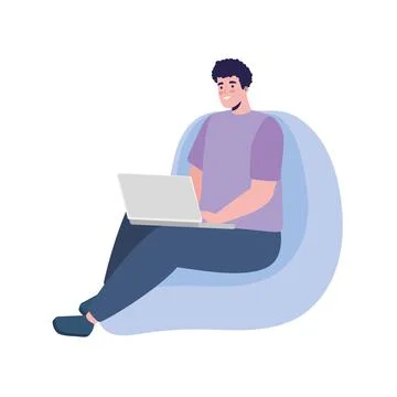 Man using laptop 스톡 일러스트