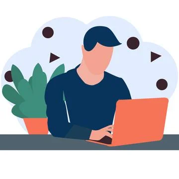 Man using laptop Stock Illustration