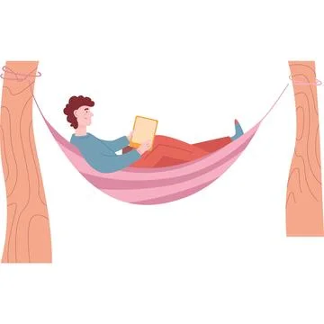 Man using laptop mobile tablet lying in hammock Иллюстрация
