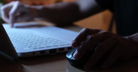 Man Using Laptop at Night in Dark Room Stock Footage 328103921