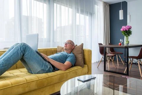 Man using laptop. Stock Photos