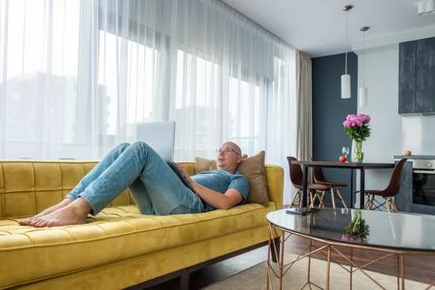 Man using laptop. Stock Photos