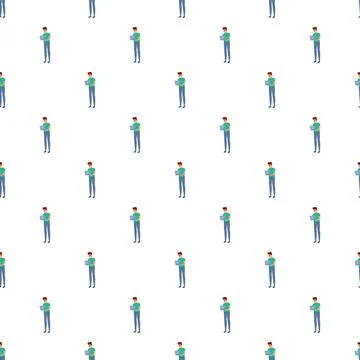 Man using laptop seamless pattern for technology concept Stock Illustration